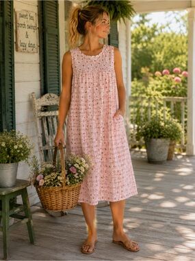 Vintage Lasting comfort Sleeveless Pink w/Strawberry’s Dress/Gown.
